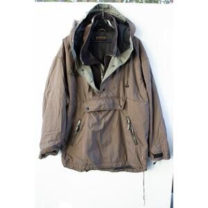 Vintage Mens INVERSION Snowboard Jacket Size Medium Gray Green 1/2 Zip Anorak